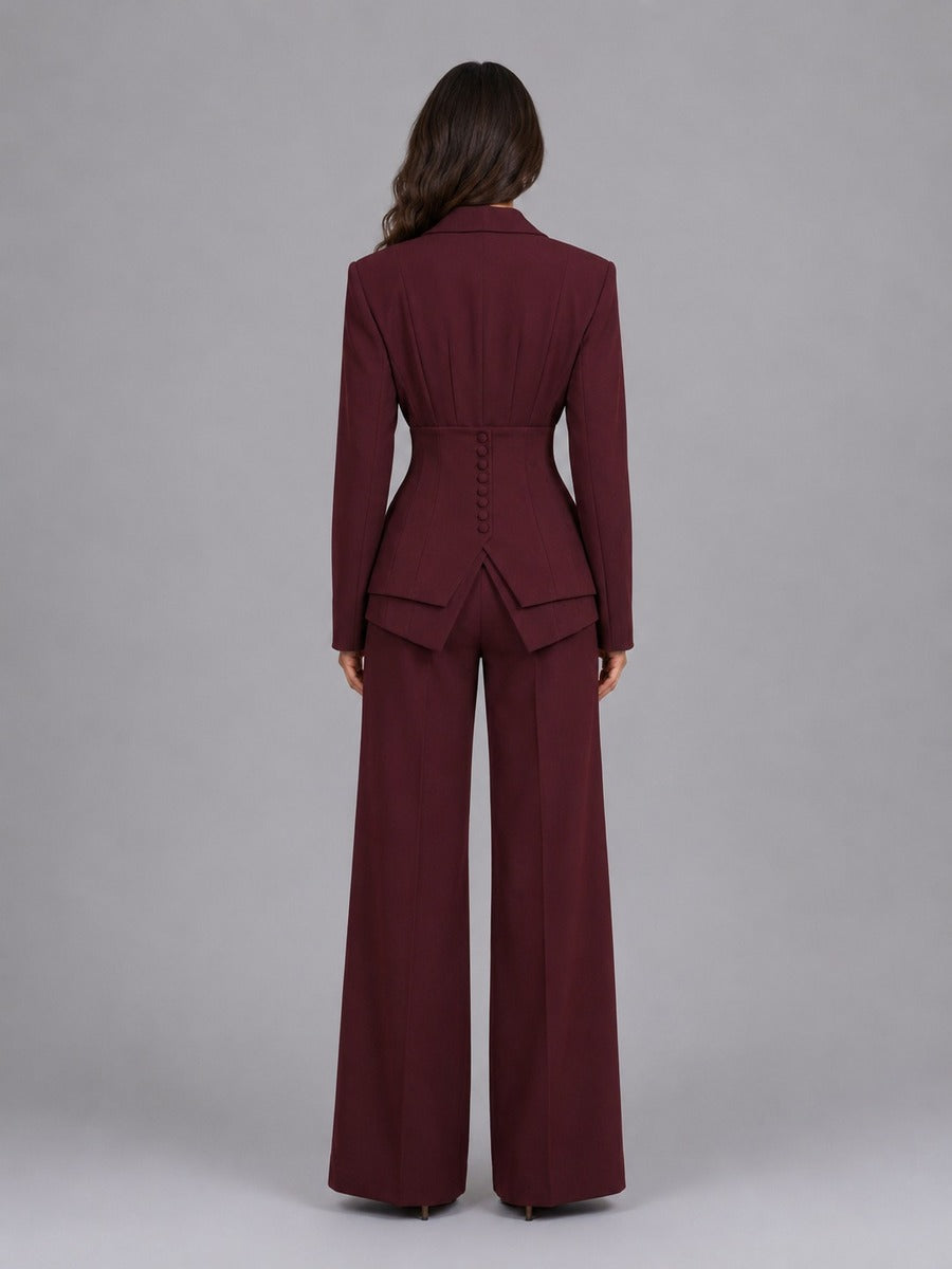 Bérénice | Ensemble deux pièces avec blazer cintré et pantalon palazzo
