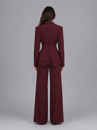 Bérénice | Ensemble deux pièces avec blazer cintré et pantalon palazzo