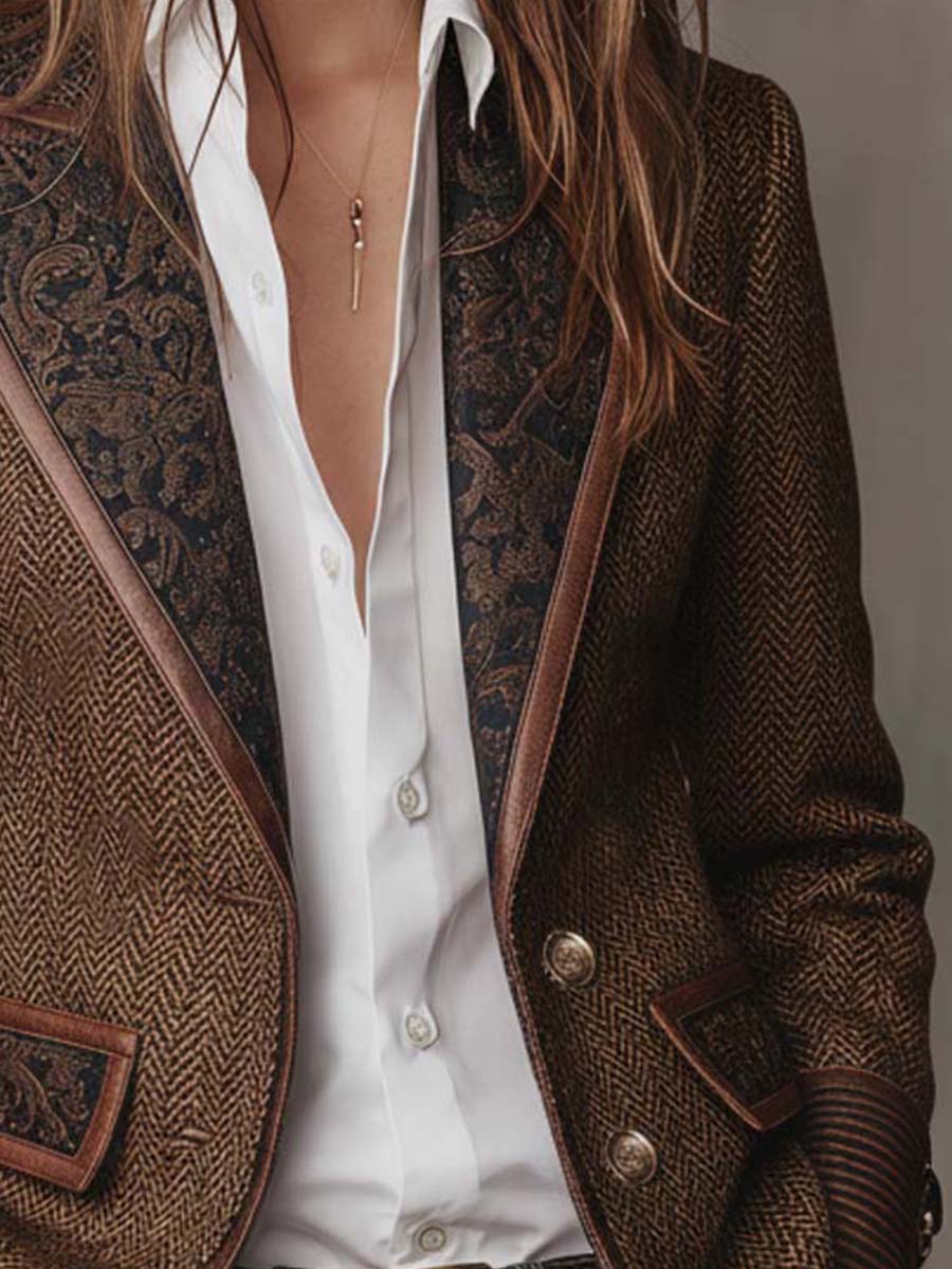 Bridget | Blazer à empiècements et imprimé chevrons