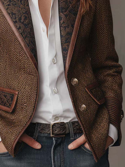 Bridget | Blazer à empiècements et imprimé chevrons