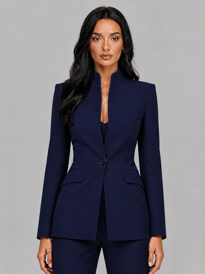 Eugénie | Ensemble deux pièces avec blazer à col officier et pantalon évasé
