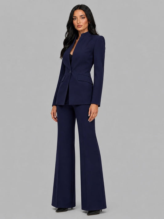 Eugénie | Ensemble deux pièces avec blazer à col officier et pantalon évasé
