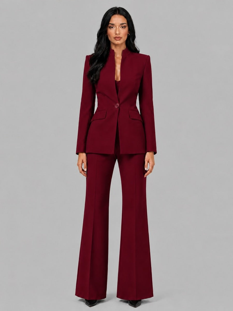 Eugénie | Ensemble deux pièces avec blazer à col officier et pantalon évasé