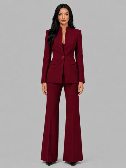 Eugénie | Ensemble deux pièces avec blazer à col officier et pantalon évasé