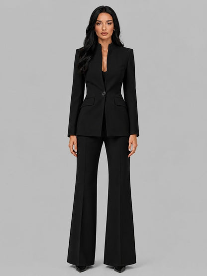 Eugénie | Ensemble deux pièces avec blazer à col officier et pantalon évasé