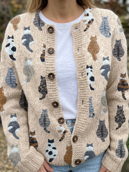 Charlotte™ | Cardigan douillet à imprimé chats