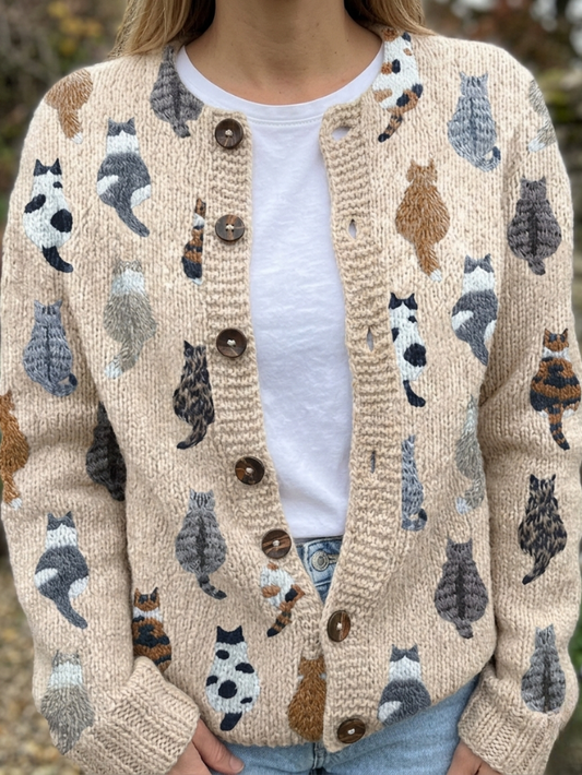 Charlotte™ | Cardigan douillet à imprimé chats