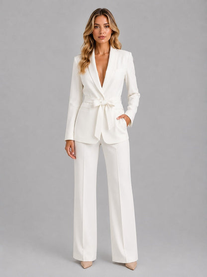Ombeline | Ensemble deux pièces avec blazer à col châle et ceinture à la taille
