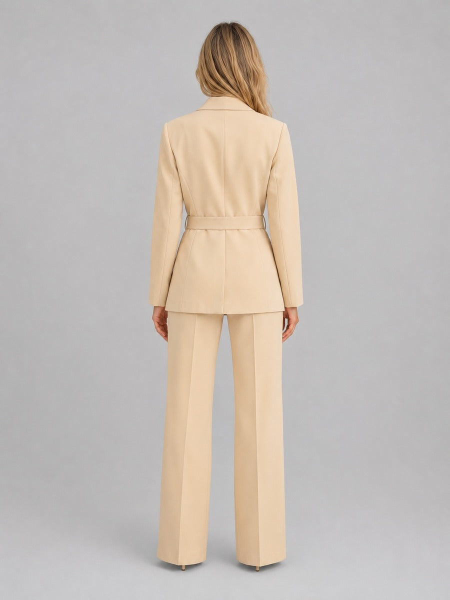 Ombeline | Ensemble deux pièces avec blazer à col châle et ceinture à la taille