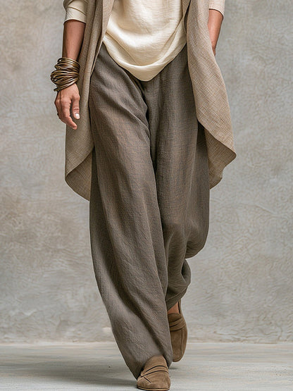 Solène | Ensemble trois pièces avec pantalon palazzo, beige et gris