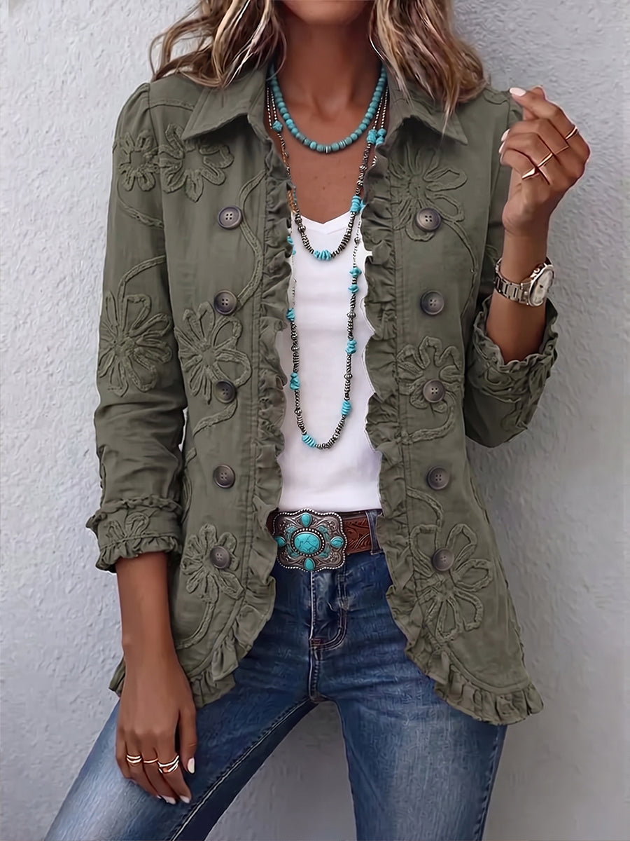 Bernice | Boho Floral Embroidered Utility Jacket