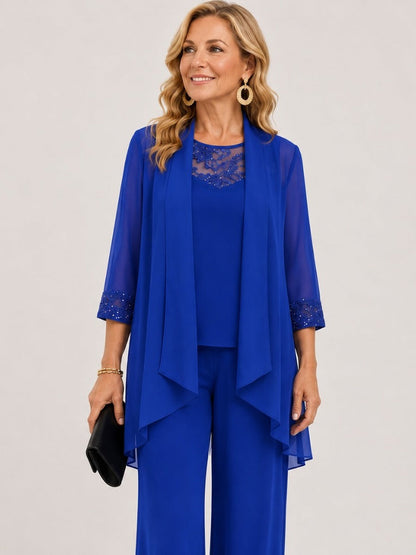 Margaux | Ensemble trois pièces avec veste en mousseline et pantalon large