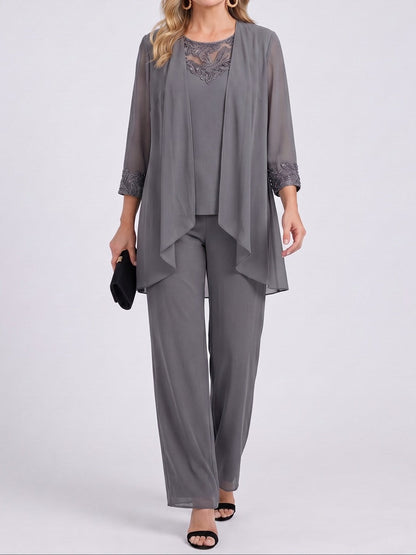 Margaux | Ensemble trois pièces avec veste en mousseline et pantalon large