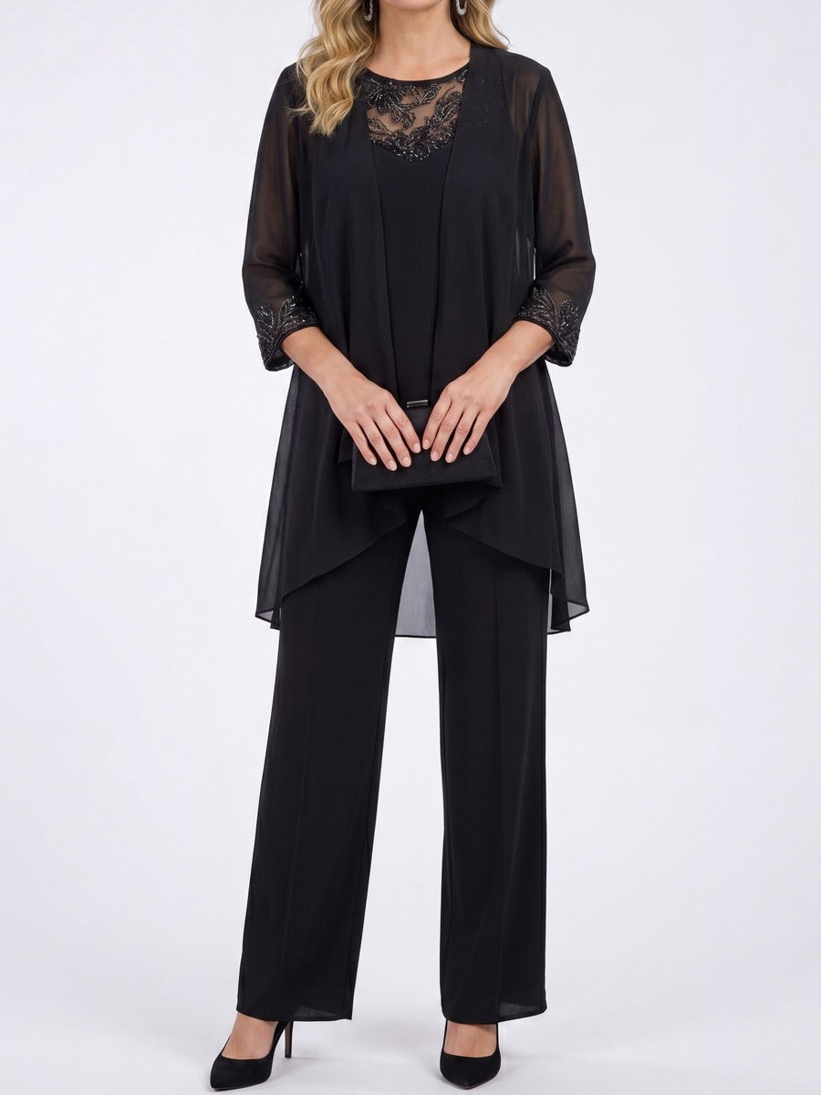 Margaux | Ensemble trois pièces avec veste en mousseline et pantalon large