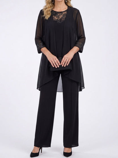 Margaux | Ensemble trois pièces avec veste en mousseline et pantalon large