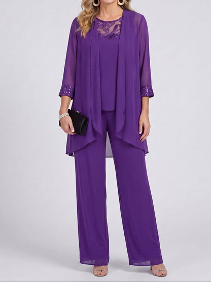 Margaux | Ensemble trois pièces avec veste en mousseline et pantalon large