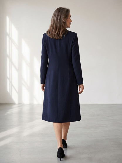 Séverine | Ensemble blazer long et robe sans manches à boutons dorés