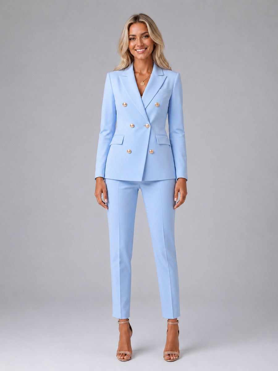 Victoire | Tailleur croisé à revers pointus et pantalon cheville