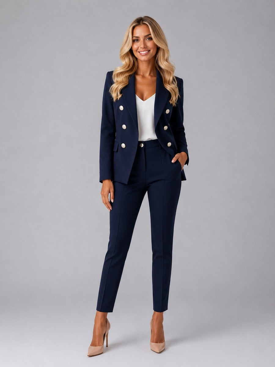 Victoire | Tailleur croisé à revers pointus et pantalon cheville